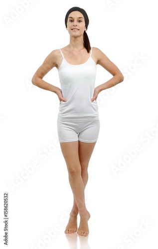 a beautiful young woman in white underwear, on white © Philipimage
