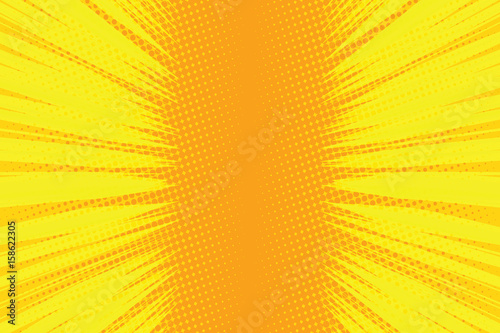 Orange rays pop art comic background