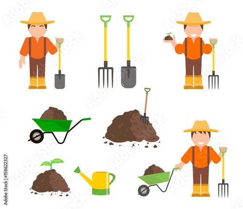 Farmer and Gardener with Tools