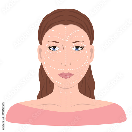 Facial Massage Lines for Applying Cream on Face