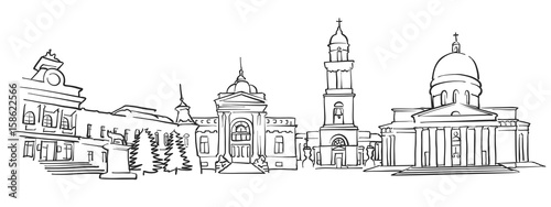 Chisinau, Moldova, Panorama Sketch
