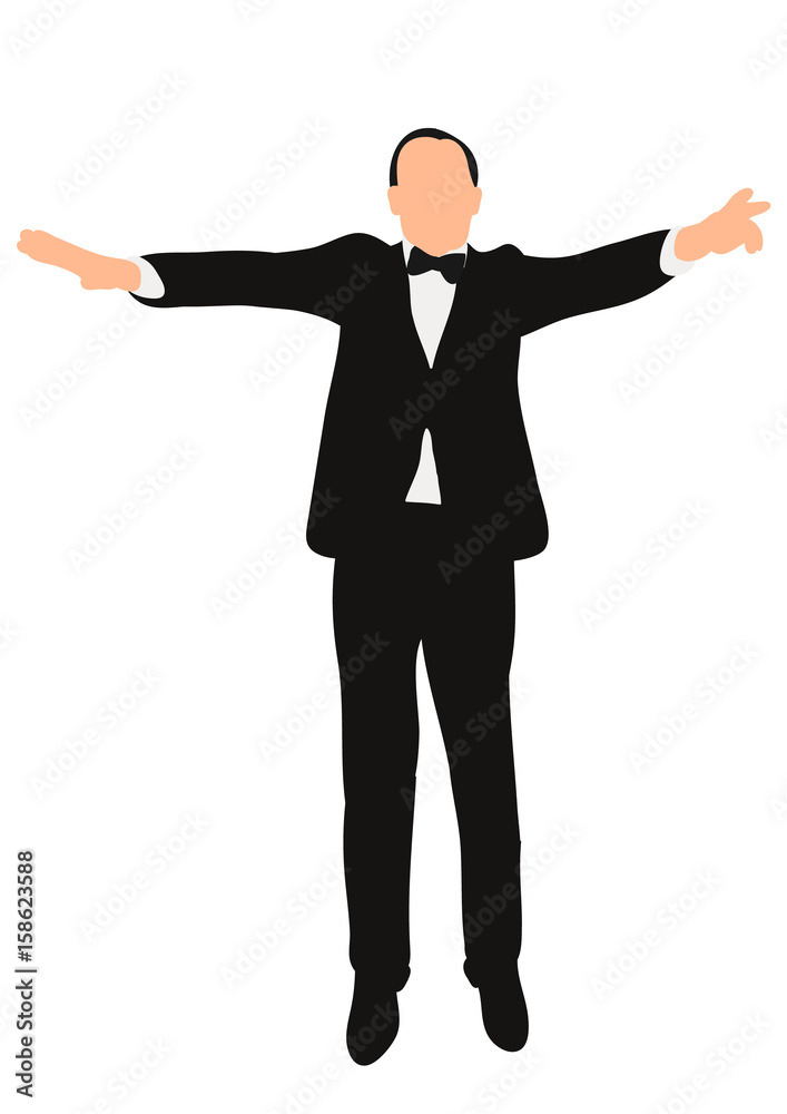 Vector, isolated silhouette black and white man jumping Vector, isolated silhouette black and white man jumping