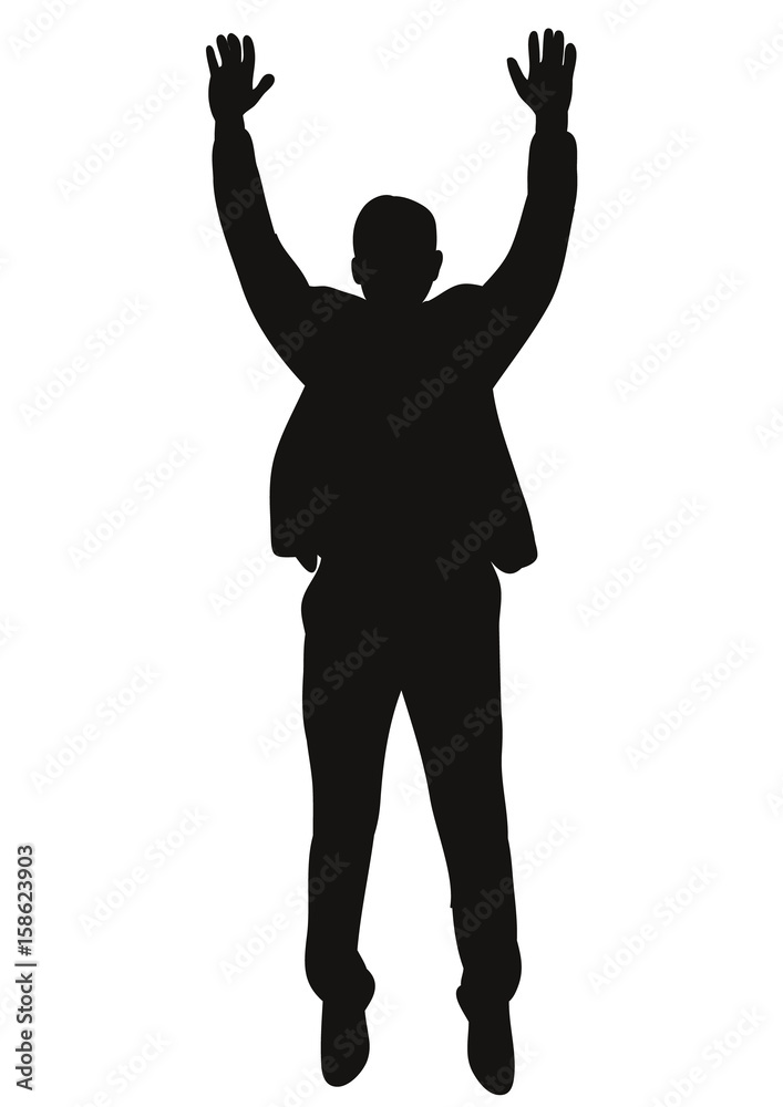Vector, isolated silhouette man jumping, joy Vector, isolated silhouette man jumping, joy