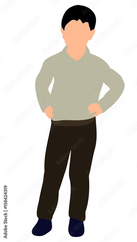 Vector, isolated boy, flat style, silhouette