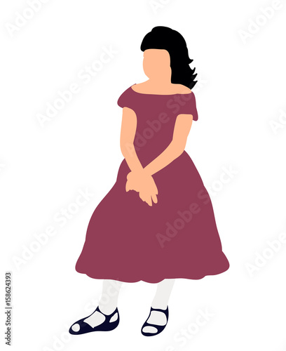 Vector  isolated little girl  flat style  silhouette