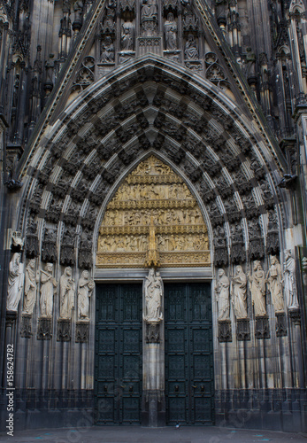 Statues decorated at entrance of Cologne cathedral