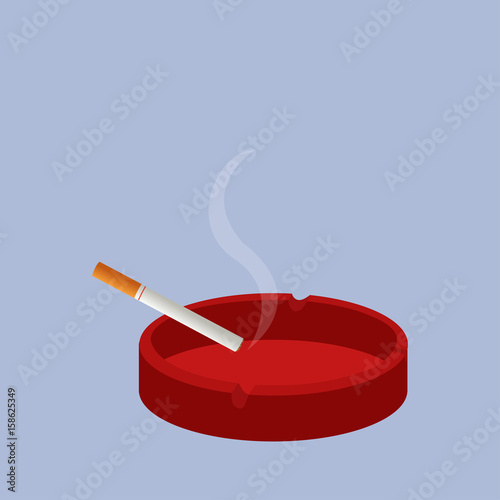 Ceramic ashtray with smokes cigarettes. No smoking concept.