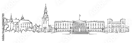 Oslo, Norway, Panorama Sketch