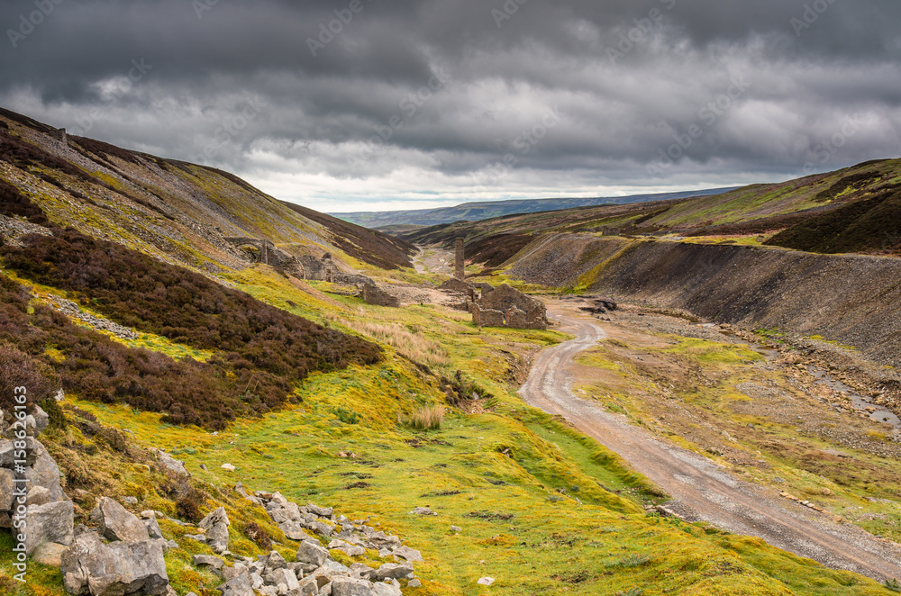 Ruins of Old Gang Smelt Mill / The ruins of Old Gang Lead Smelting Mill, a scheduled Ancient Monument, located at Reeth High Moor in Swaledale, North Yorkshire Dales