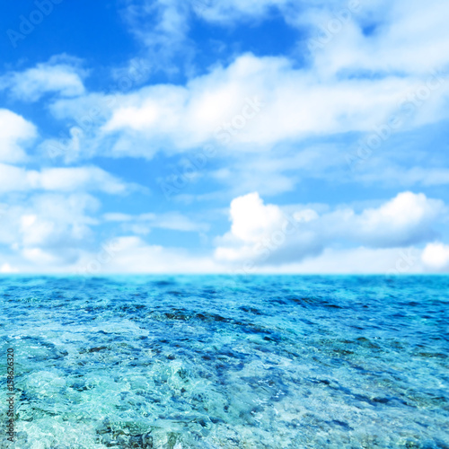 Blue  sea and cloudy sky - Abstract Summer Background-.