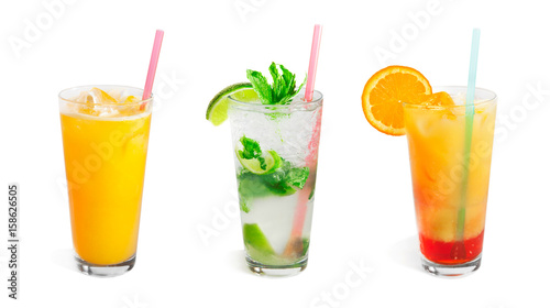 Cocktails on isolated white