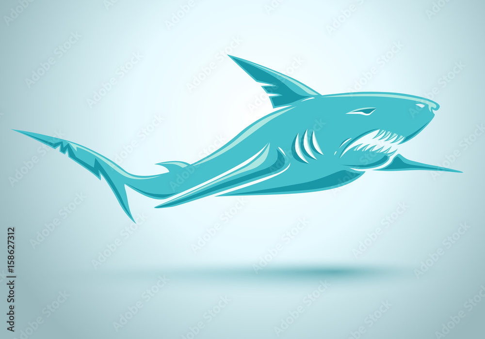 Fototapeta premium Vector blue shark.