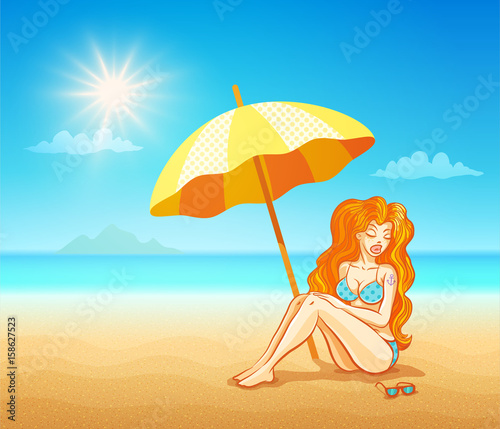 Girl on the tropical beach.