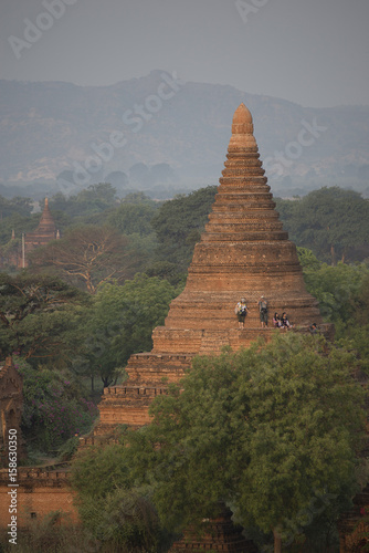 People on a pagoda in Bagan  Mandalay  Myanmar
