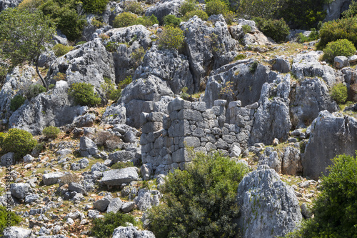 Flooded ancient Lycian city as a result of the earthquake city. Near the city of Simena in the vicinity of Kekova Turkey  