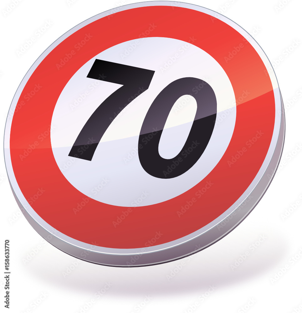 Panneau de limitation de vitesse à 70 (3D) Panneau de limitation de vitesse à 70 (3D)