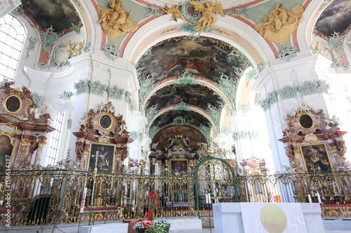 St. Gallen cathedral interior. Swiss landmark - May 27, 2017 :St. Gallen cathedral During the high season of Switzerland, so many tourists travel a lot. To find the beauty. photo