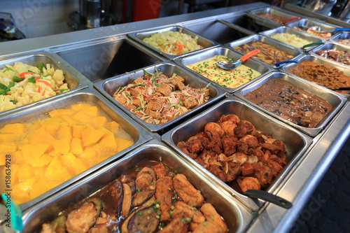 Obraz na plátně Chinese fast food buffet food in restaurant