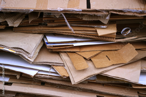 Stacked Cardboard Recycling Boxes In A Pile