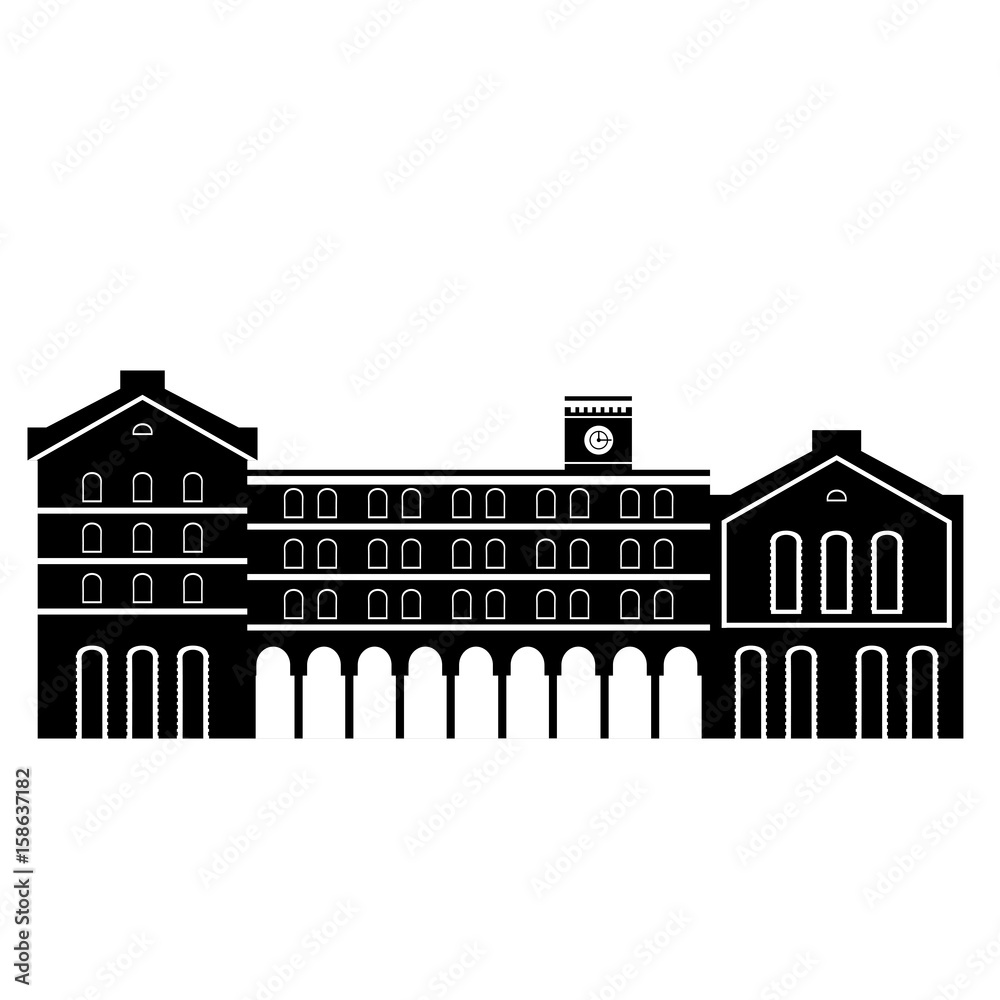 Fototapeta premium Sylwetka panoramę miasta Bejrut. Płaski baner ikony turystyki libańskiej, pocztówka. Koncepcja podróży Libanu. Pejzaż miejski z architekturą zabytków.