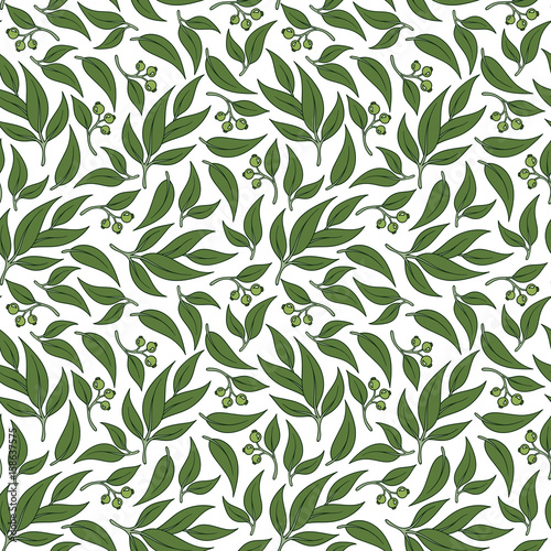 Seamless green leaf pattern.