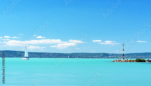 Summer landscape of Lake Balaton, Hungary ( Balatonvilagos ), selective focus © gaborphotos