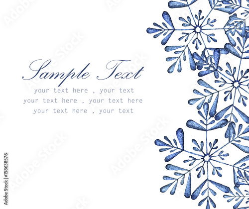 snowflake with place for text-Hand painted watercolor.
