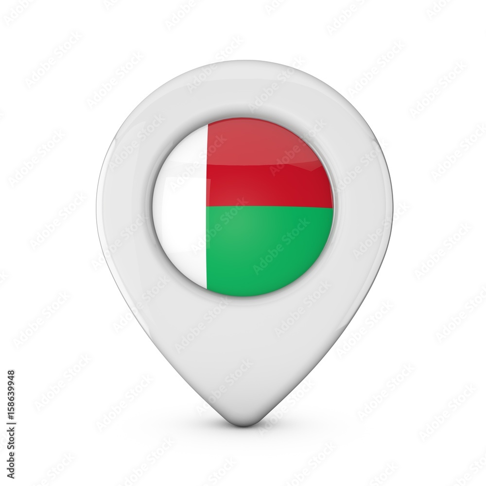 Madagascar flag location marker icon. 3D Rendering Madagascar flag location marker icon. 3D Rendering