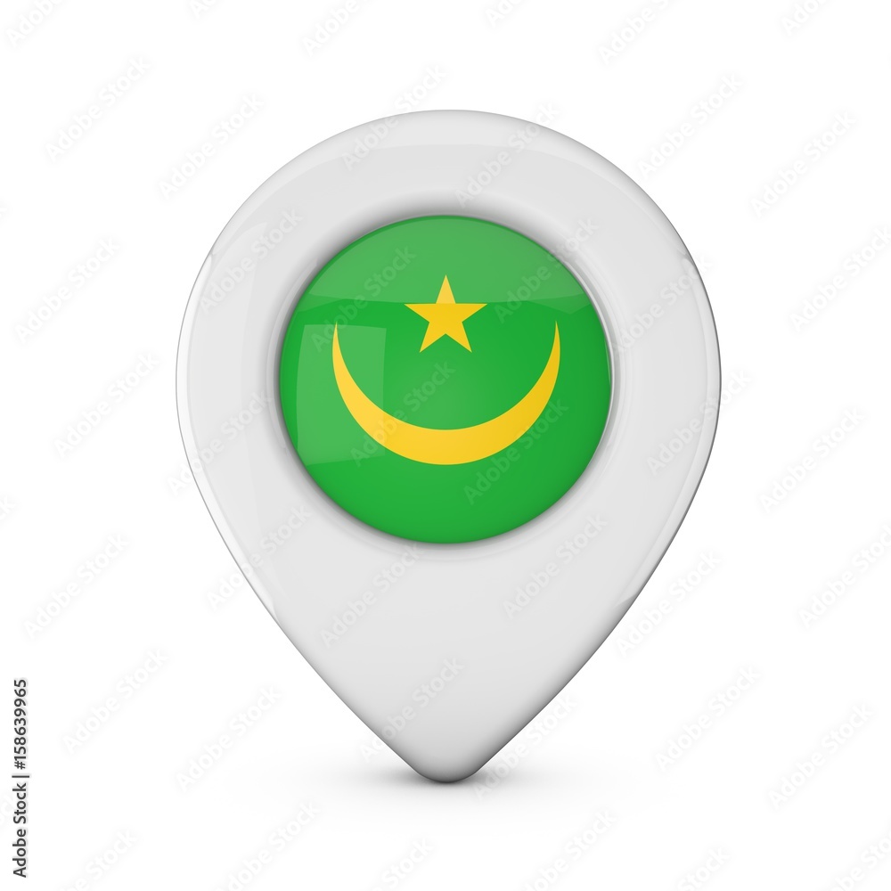Mauritania flag location marker icon. 3D Rendering Mauritania flag location marker icon. 3D Rendering