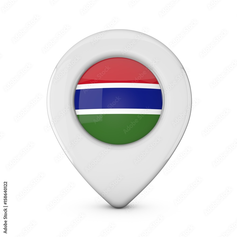 Gambia flag location marker icon. 3D Rendering Gambia flag location marker icon. 3D Rendering