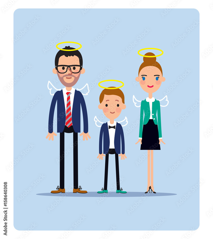 Ideal family icon. Mother, father and child. Parenting. Vector