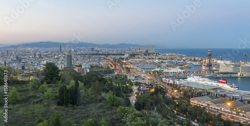 Barcelona skyline panorama at the Blue Hour. Spain © Toniflap