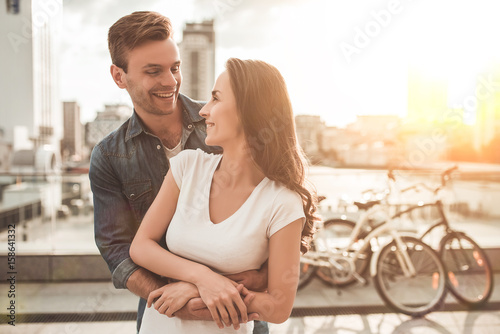 Romantic couple with bicycles