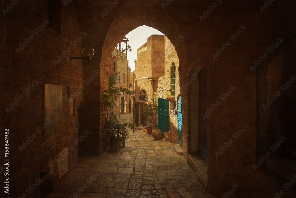 Narrow street in Old Jaffa, Israel