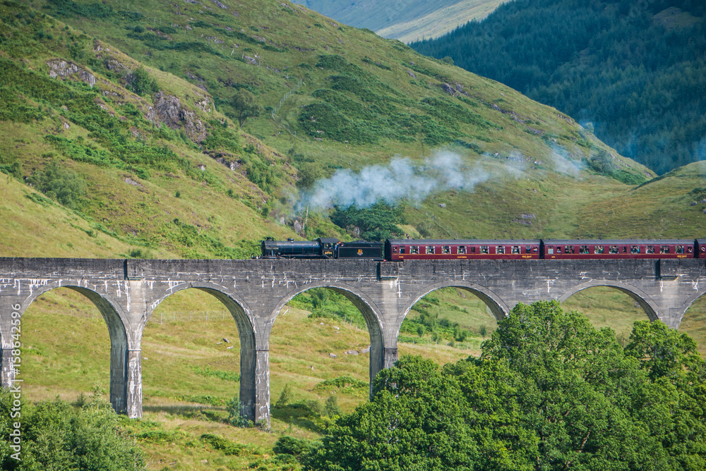 The Jacobite train over Glenfinnan viaduct