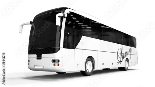 Red carpet Bus  / 3D render image representing an luxury bus at the end of a red carpet 