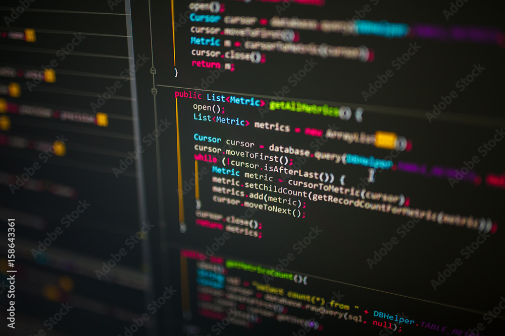 Lines of code on computer screen Lines of code on computer screen