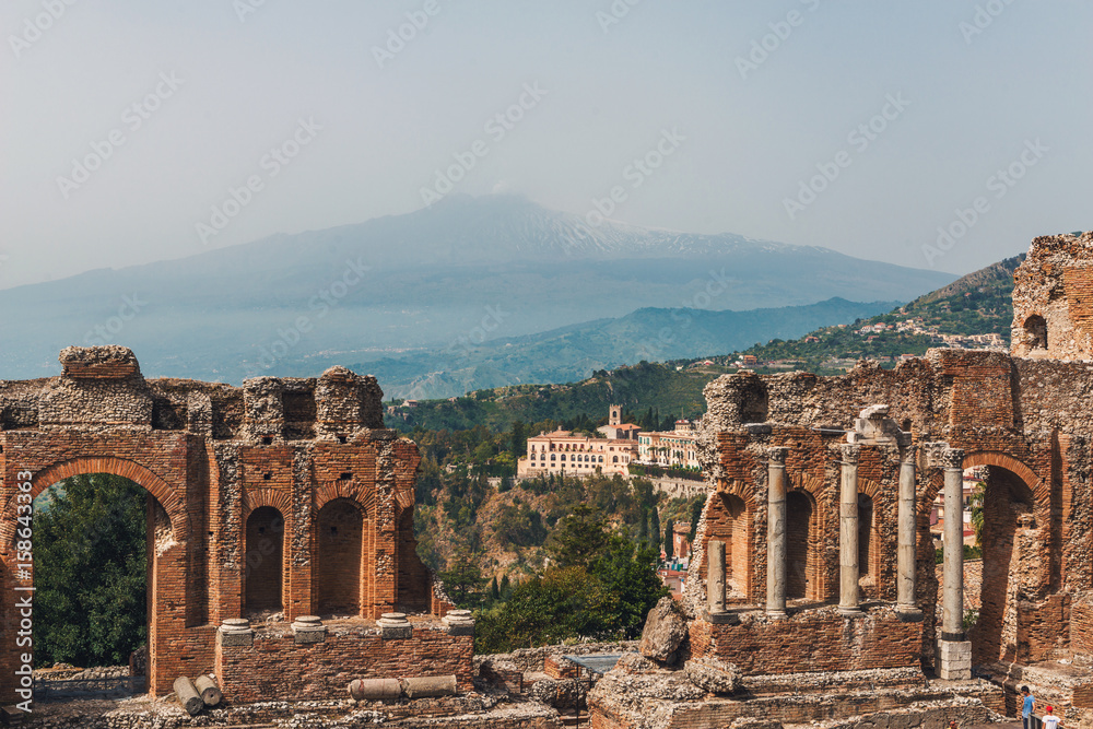 Well preserved ruin of the Greek theatre, Taormina