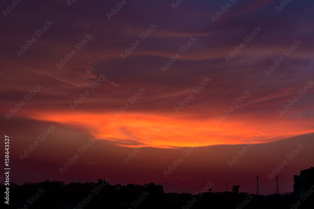 Beautiful dramatic sunset sky,natural beauty twilight sky for background.