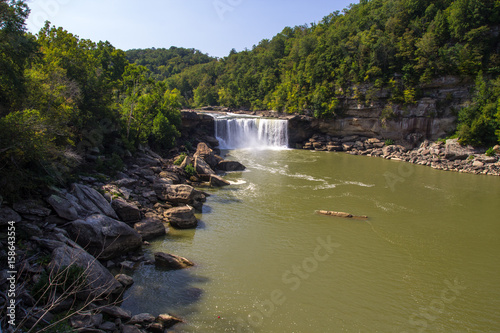 Cumberland Falls Kentucky. Cumberland Falls in Corbin, Kentucky is one of the largest waterfalls east of the Mississippi and is the centerpiece of one of Kentucky most popular state resort parks. photo