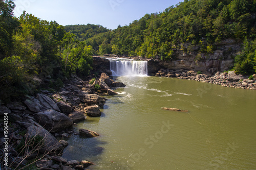 Cumberland Falls Kentucky. Cumberland Falls in Corbin, Kentucky is one of the largest waterfalls east of the Mississippi and is the centerpiece of one of Kentucky most popular state resort parks.