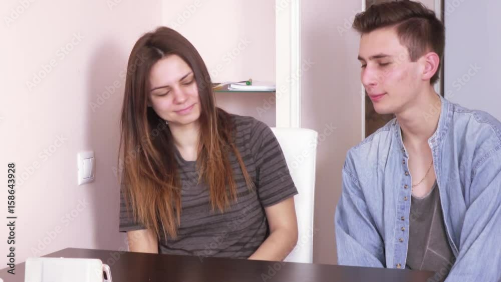 Couple talking on the internet Couple talking on the internet