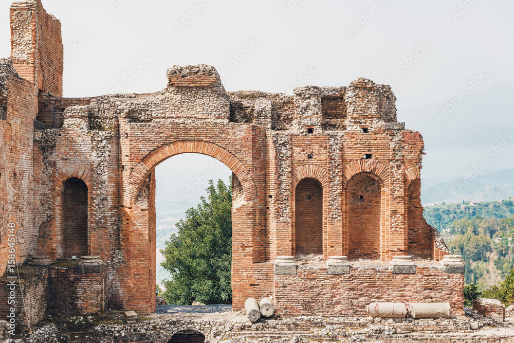 Arched door on the ruined Greek theater, Taormina