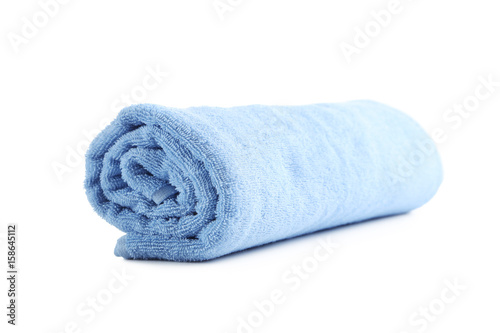 Blue towel isolated on a white background