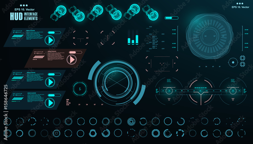 Futuristic virtual graphic touch user interface, HUD