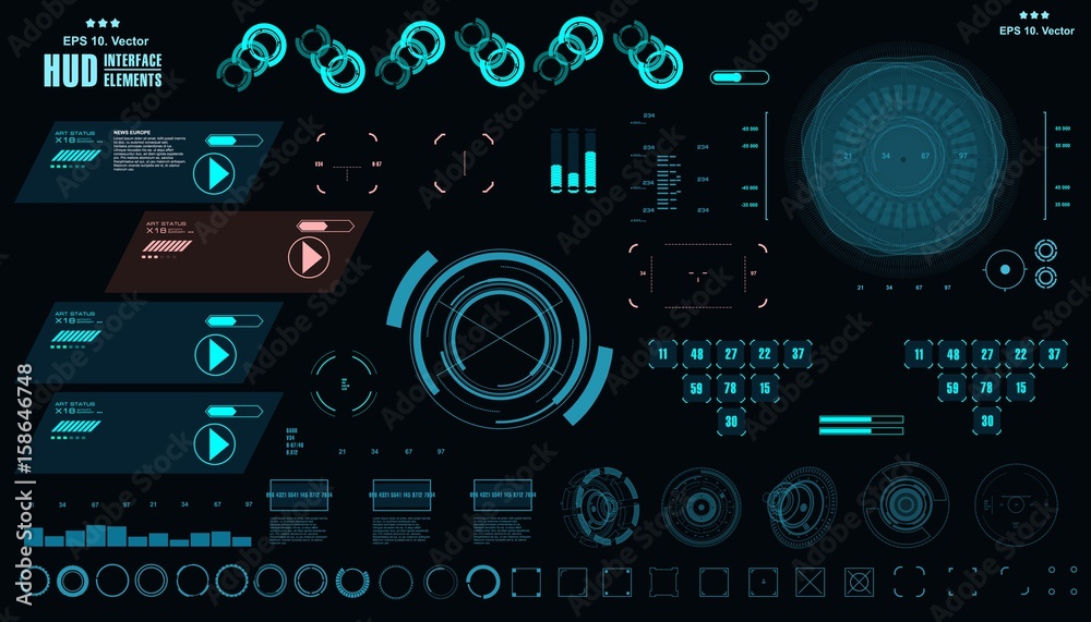 Futuristic virtual graphic touch user interface, HUD Futuristic virtual graphic touch user interface, HUD