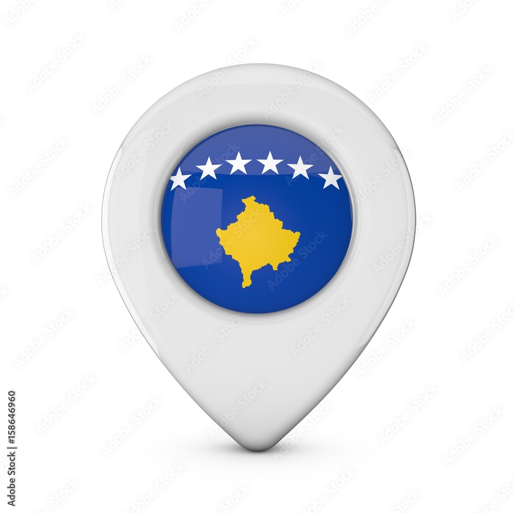 Kosovo flag location marker icon. 3D Rendering Kosovo flag location marker icon. 3D Rendering