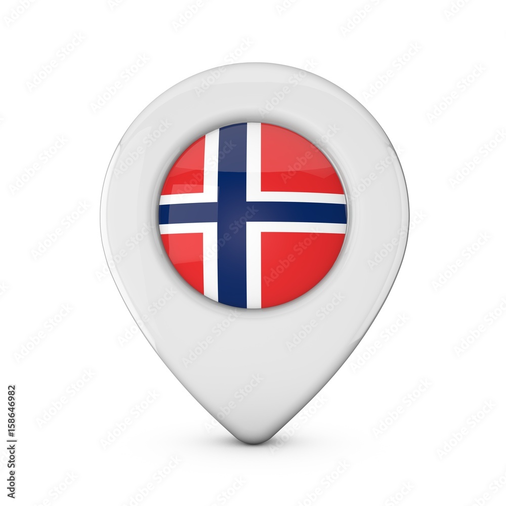 Obraz premium Norway flag location marker icon. 3D Rendering