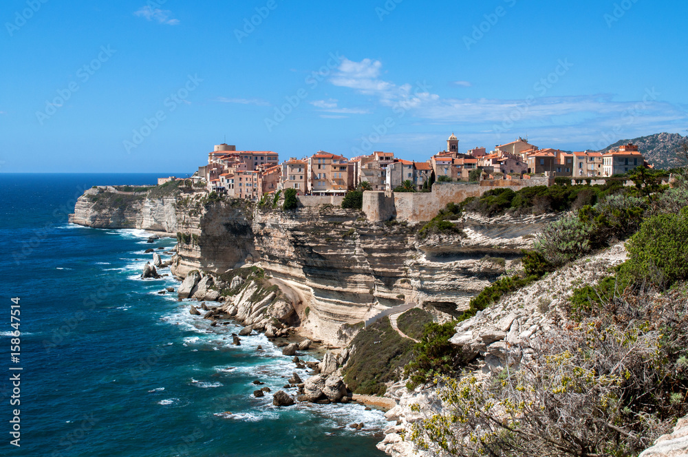 Bonifacio - a city built on a cliff above the sea on the island of Corsica