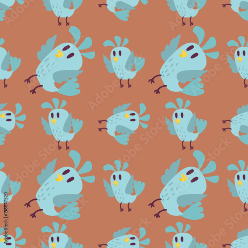 Cute birds fly wings seamless pattern vector illustration cartoon colorful
